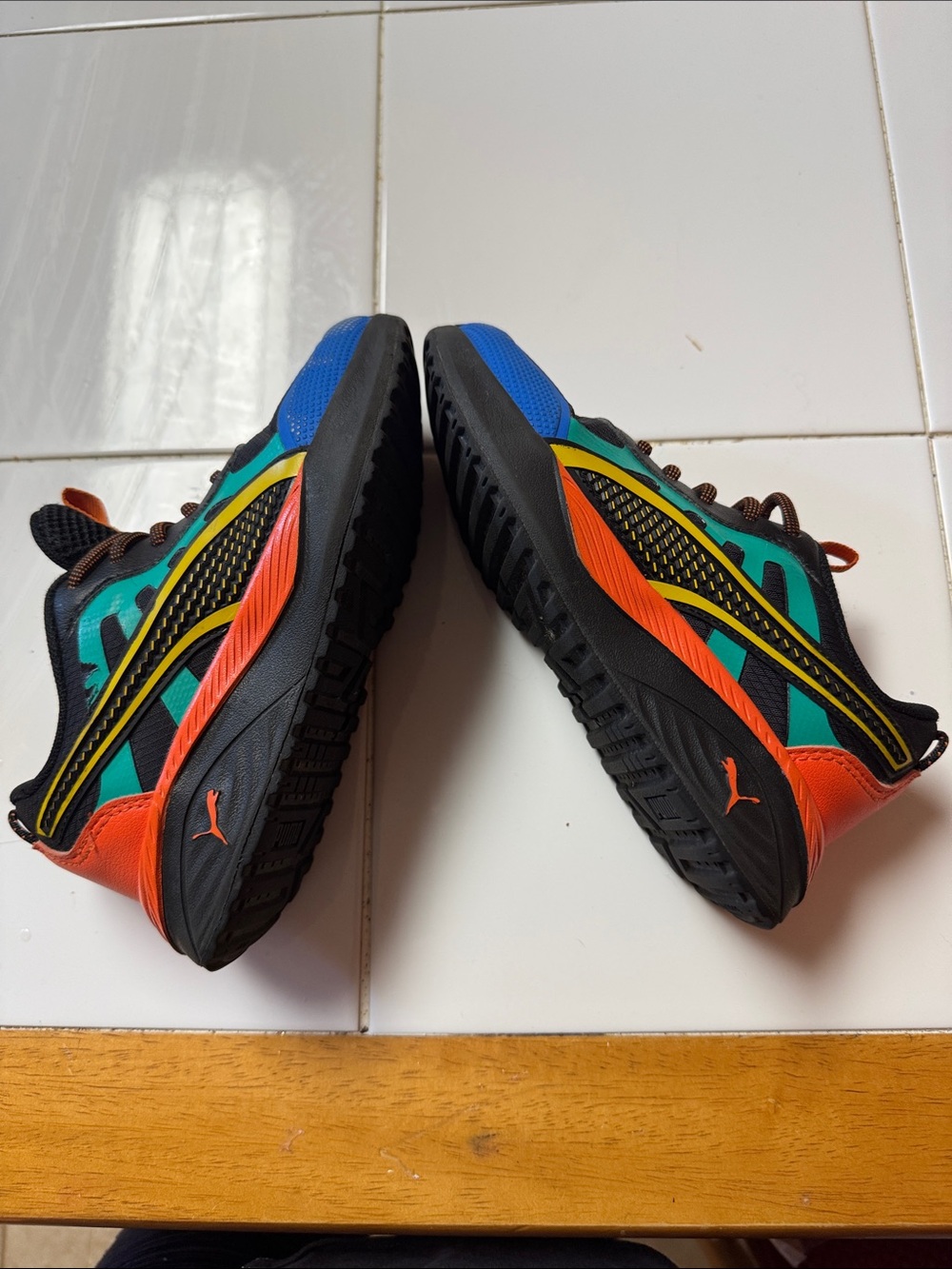 Puma Kids Black Sneakers with Blue, Teal & Orange AccentsBoys - Picture 4 of 6